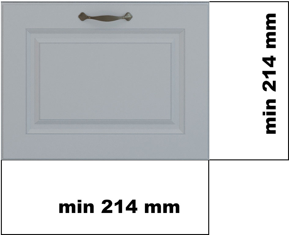 Длина и шинрина фасада из МДФ минимальные размеры: 214 мм