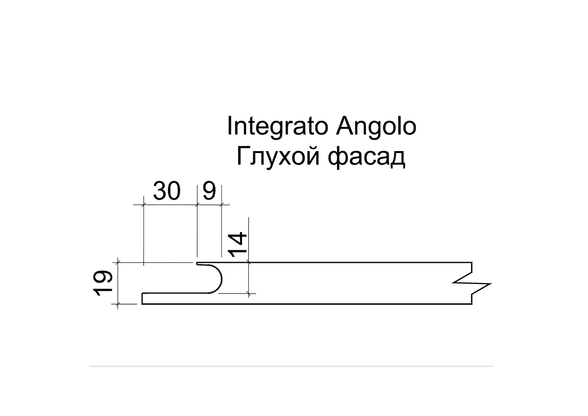 МДФ фасад кухни сечение Integrato Angolo